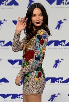 Olivia Munn arrives for the 34th annual MTV Video Music Awards at The Forum in Inglewood, California on August 27, 2017.  LAP201708270400 JIMxRUYMEN