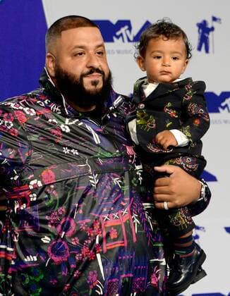 (L-R) DJ Khaled and Asahd Tuck Khaled arrive for the 34th annual MTV Video Music Awards at The Forum in Inglewood, California on August 27, 2017.  LAP201708270577 JIMxRUYMEN