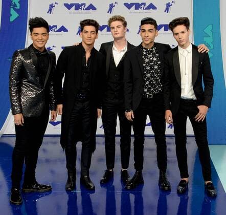 (L-R) Brady Tutton, Drew Ramos, Chance Perez, Sergio Calderon and Michael Conor of In Real Life arrives for the 34th annual MTV Video Music Awards at The Forum in Inglewood, California on August 27, 2017.  LAP201708270663 JIMxRUYMEN