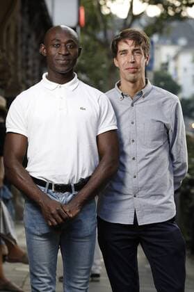 Paul Nkamani und Jakob Preuss bei der Premiere des Dokumentarfilms Als Paul über das Meer kam When Paul came over the Sea in der Filmpalette. Köln, 28.08.2017 Foto:xC.xHardtx xFuturexImage