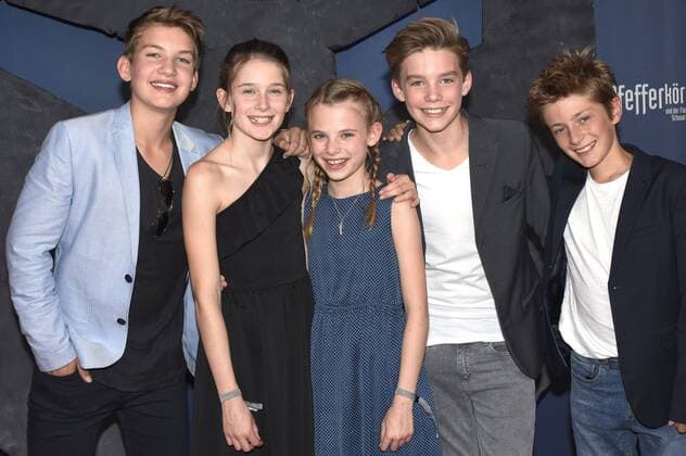 Luke Matt Röntgen, Marleen Quentin, Emilia Flint, Ruben Storck und Leo Gapp bei der Premiere des Kinofilms Die Pfefferkörner und der Fluch des schwarzen Königs im Cinemaxx am Dammtor. Hamburg, 03.09.2017 Foto:xC.xNiehausx xFuturexImage