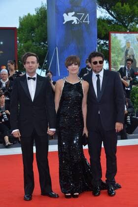74th Venice Film Festival 2017, Red Carpet Film Una Famiglia . Pictured: Sebastiano Riso, Micaela Ramazzotti, Patrik Brunel  Copyright: xSimonexComi Veneziax xIPAx xVeneziax