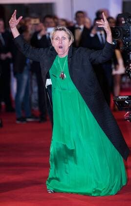 Bilder des Tages (170905) -- VENICE, Sept. 5, 2017 -- Actress Frances McDormand reacts during the premiere of the movie Three Billboards Outside Ebbing, Missouri at the 74th Venice Film Festival in Venice, Italy, Sept. 4, 2017. )(yy) ITALY-VENICE-FILM FESTIVAL- THREE BILLBOARDS OUTSIDE EBBING, MISSOURI -PREMIERE jinxyu 