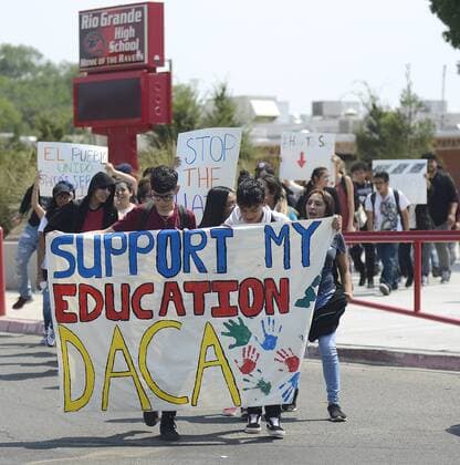 September 5, 2017 - Albuquerque, NEW MEXICO, U.S. - JOURNAL 090517. A group of Rio Grande High School students walk out of classes to protest President Donald Trump decision to end the controversial DACA executive order.Photographed on Tuesday September 5, 2017. . JOURNAL. Albuquerque U.S. - ZUMAab1_ 20170905_zaf_ab1_018 Copyright: xAdolphexPierre-Louisx