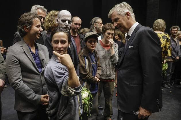 King Philippe - Filip of Belgium meets the artists after the premiere Pinocchio at the renovated Koninklijke Muntschouwburg - Theatre Royal de la Monnaie opera house, in Brussels, Tuesday 05 September 2017.  THIERRYxROGE 05160051