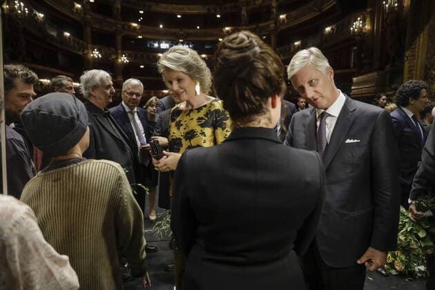 Queen Mathilde of Belgium and King Philippe - Filip of Belgium meet the artists after the premiere Pinocchio at the renovated Koninklijke Muntschouwburg - Theatre Royal de la Monnaie opera house, in Brussels, Tuesday 05 September 2017.  THIERRYxROGE 05160042