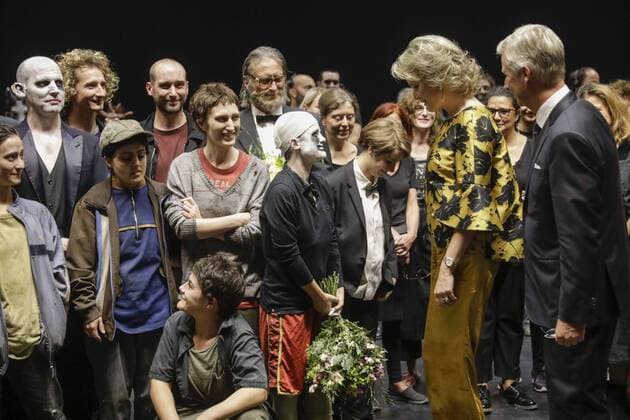 Queen Mathilde of Belgium and King Philippe - Filip of Belgium meet the artists after the premiere Pinocchio at the renovated Koninklijke Muntschouwburg - Theatre Royal de la Monnaie opera house, in Brussels, Tuesday 05 September 2017.  THIERRYxROGE 05160044
