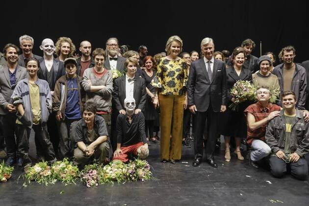 Queen Mathilde of Belgium and King Philippe - Filip of Belgium meet the artists after the premiere Pinocchio at the renovated Koninklijke Muntschouwburg - Theatre Royal de la Monnaie opera house, in Brussels, Tuesday 05 September 2017.  THIERRYxROGE 05160046