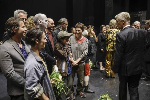 King Philippe - Filip of Belgium meets the artists after the premiere Pinocchio at the renovated Koninklijke Muntschouwburg - Theatre Royal de la Monnaie opera house, in Brussels, Tuesday 05 September 2017.  THIERRYxROGE 05160049