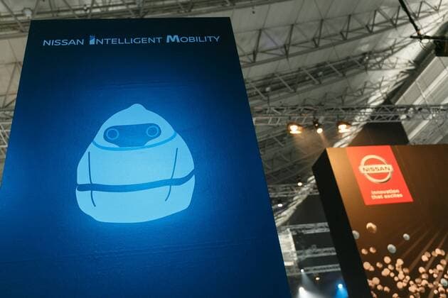 Nissan EPORO robot car signboard on display during a World Premiere event for the new Nissan LEAF at Makuhari Messe Convention Center on September 6, 2017, Chiba, Japan. Hiroto Saikawa, Nissan President and CEO, introduced the new model LEAF which has an extended range of 400km per charge and includes Nissan s ProPILOT autonomous driving technology. The zero emission vehicle will be available in Japan from October 2nd and in the US, Canada and Europe from January 2018.  (gxta_nissanleafworldpremiere055)
