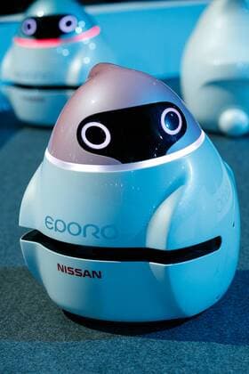 Nissan EPORO robot cars on display during a World Premiere event for the new Nissan LEAF at Makuhari Messe Convention Center on September 6, 2017, Chiba, Japan. Hiroto Saikawa, Nissan President and CEO, introduced the new model LEAF which has an extended range of 400km per charge and includes Nissan s ProPILOT autonomous driving technology. The zero emission vehicle will be available in Japan from October 2nd and in the US, Canada and Europe from January 2018.  (gxta_nissanleafworldpremiere058)