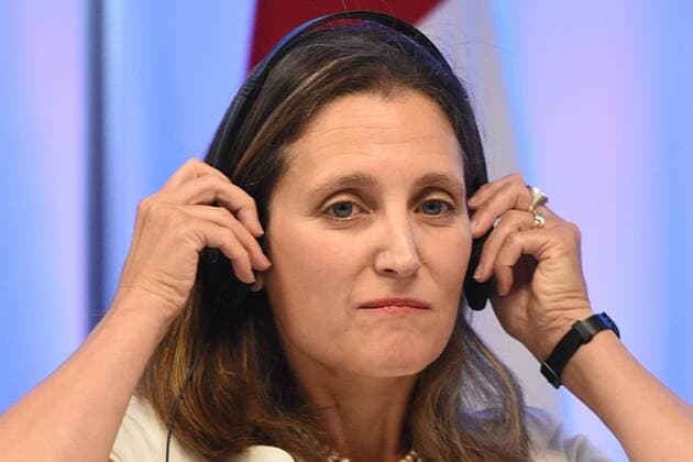 September 5, 2017 - Mexico City, Mexico, Mexico - Chrystia Freeland, Minister of Foreign Affairs of Canada is seen during his speech at meeting with the media as part of the Second Round of NAFTA Negotiations on September 05, 2017 in Mexico City, Mexico Mexico City Mexico  - ZUMAn230 20170905_zaa_n230_447 Copyright: xCarlosxTischlerx