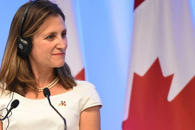September 5, 2017 - Mexico City, Mexico, Mexico - Chrystia Freeland, Minister of Foreign Affairs of Canada is seen during his speech at meeting with the media as part of the Second Round of NAFTA Negotiations on September 05, 2017 in Mexico City, Mexico Mexico City Mexico  - ZUMAn230 20170905_zaa_n230_454 Copyright: xCarlosxTischlerx