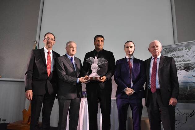 Syrian White Helmets receive Tipperary Peace Prize Nedal Izddenm a member of the Syria Civil Defence accepts the International Tipperary Peace Prize. The Tipperary Peace prize ranks as Ireland’s outstanding award for humanitarian work.  JohnxRooney