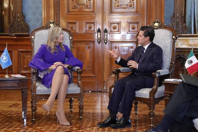Mexican President, Enrique Pena Nieto (R), chats with Queen Maxima of the Netherlands during their meeting at the National Palace in Mexico City, Mexico, 07 September 2017. The Queen will attend the 3rd International Forum for Financial Inclusion. QUEEN MAXIMA VISITS MEXICO !ACHTUNG: NUR REDAKTIONELLE NUTZUNG!  Copyright: xJoséxMéndezx MEX21 20170907-636404047124417689
