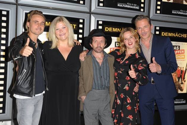 Constantin from Jascheroff Marie Schoeneburg David Bennet Johanna Griebel David C Brunner V l n r Arrival to Premiere the create We already in Cinema the Kulturbrauerei in Berlin at 07 09 2017