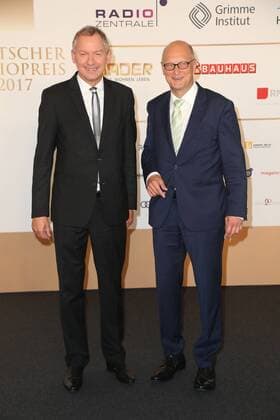 Hamburg Radio director Joachim Knuth and NDR Director Lutz Marble award Ceremony German Radio price in the Elbphilharmonie Hamburg at 7 9 2017
