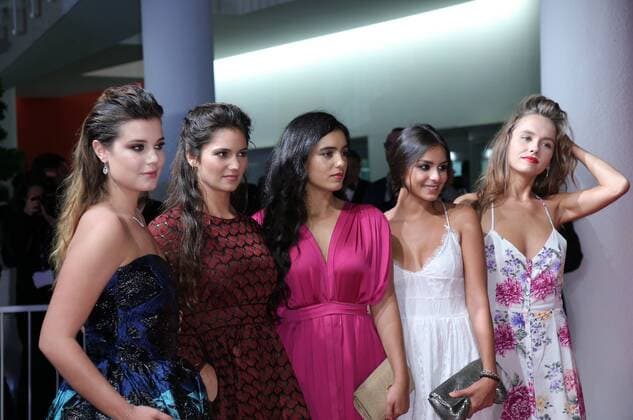 September 7, 2017 - Venice, Italy - Venice, Italy. 07 September, 2017: Ophelie Bau, Mel Einda El Asfour, Hafsia Herzi, Lou Luttiau and Alexia Chardard walks the red carpet ahead of the Mektoub, My Love: Canto Uno screening during the 74th Venice Film Festival Venice Italy  - ZUMAn230 20170907_zaa_n230_489 Copyright: xMatteoxChinellatox