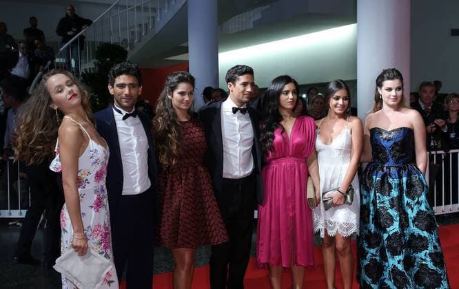 September 7, 2017 - Venice, Italy - Venice, Italy. 07 September, 2017: Alexia Chardard, Ophelie Bau, Shain Boumedine, Mel Einda El Asfour, Hafsia Herzi walks the red carpet ahead of the Mektoub, My Love: Canto Uno screening during the 74th Venice Film Festival Venice Italy  - ZUMAn230 20170907_zaa_n230_484 Copyright: xMatteoxChinellatox