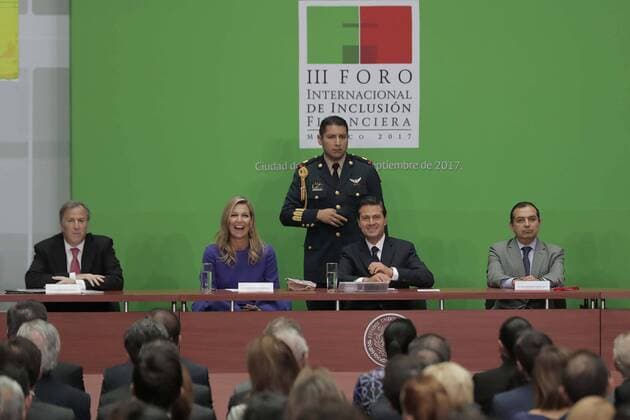 Königin Maxima in Mexiko Stadt September 7, 2017 - EUM20170907NAC15.JPG.CIUDAD DE MEXICO PresidentPresidente-EPN.- El secretario de hacienda y Credito Publico, Jose Antonio Meade; la reina de Paises Bajos, Maxima Zorreguieta; el presidente de Mexico, Enrique Pena Nieto, y el presidente de la Mesa Directiva del Senado de la Republica, Ernesto Cordero, durante la inauguracion del Tercer Foro Internacional de Inclusion Financiera Mexico 2017, 7 de septiembre de 2017, Palacio Nacional. Foto: Agencia EL UNVIERSALAlejandro AcostaJMA  - ZUMAu78_ 20170907_zaf_u78_046 Copyright: xElxUniversalx