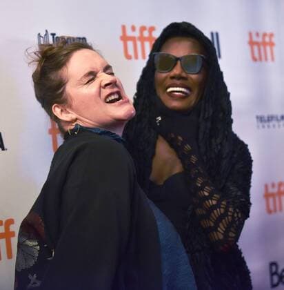 Grace Jones (R) and director Sophie Fiennes attend the world premiere of the documentary Grace Jones: Bloodlight and Bami on opening night of the 42nd Toronto International Film Festival at the Elgin Theatre in Toronto, Canada on September 7, 2017.  TOR2017090712 CHRISTINExCHEW