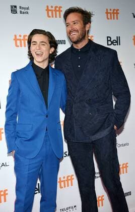 Timothee Chalamet (L) and Armie Hammer arrive at the premiere of Call Me By Your Name on opening night of the 42nd Toronto International Film Festival at Ryerson Theatre in Toronto, Canada on September 7, 2017.  TOR2017090729 CHRISTINExCHEW