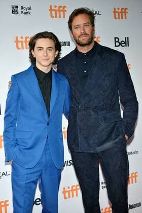 Timothee Chalamet (L) and Armie Hammer arrive at the premiere of Call Me By Your Name on opening night of the 42nd Toronto International Film Festival at Ryerson Theatre in Toronto, Canada on September 7, 2017.  TOR2017090731 CHRISTINExCHEW