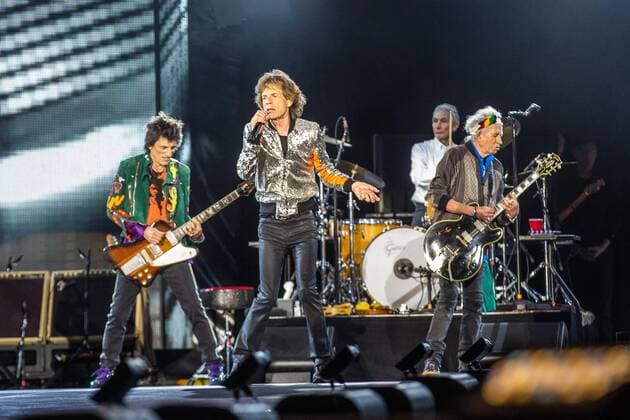 the Musician the English Rock Tie Rolling Stones Stand at 09 September 2017 on the At the Oktoberfest in City Park in Hamburg on the Stage Concert Rolling Stones in Hamburg