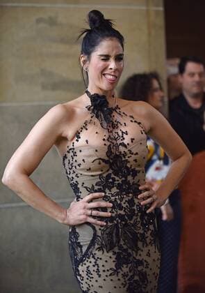 Sarah Silverman winks at photographers on the red carpet as she arrives at the Toronto International Film Festival premiere of Battle of the Sexes at Ryerson Theatre in Toronto, Canada on September 10, 2017.  TOR2017091069 CHRISTINExCHEW