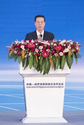 (170911) -- NANNING, Sept. 11, 2017 -- Chinese Vice Premier Zhang Gaoli addresses a forum on local cooperation between China and Kazakhstan in Nanning, capital of south China s Guangxi Zhuang Autonomous Region, Sept. 11, 2017. )(wjq) CHINA-GUANGXI-ZHANG GAOLI-KAZAKHSTAN-FORUM (CN) WangxYe 