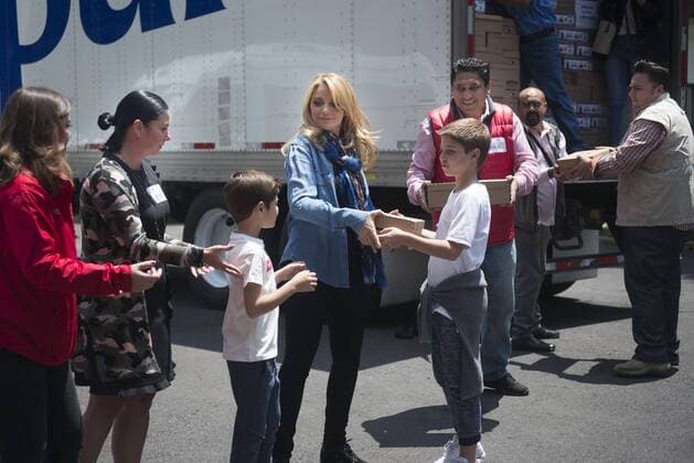 September 11, 2017 - Mexico City, Mexico City, MX - The First Lady of Mexico and president of DIF (National System for Integral Family Development) Angelica Rivera during a press conference about the supplies that will be sent fot the earthquakes victims. Mexico City MX - ZUMAa136 20170911_zap_a136_005 Copyright: xJoelxAlvarezx