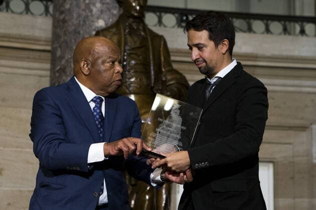 Sep 12, 2017 - Washington, District Of Columbia, U.S. - Representative JOHN LEWIS (Democrat-Georgia) presents LIN-MANUEL MIRANDA with the the 2017 Freedom Award from the United States Capitol Historical Society. Washington U.S.  - ZUMA 20170912_mda_e113_006 Copyright: xAlexxEdelmanx