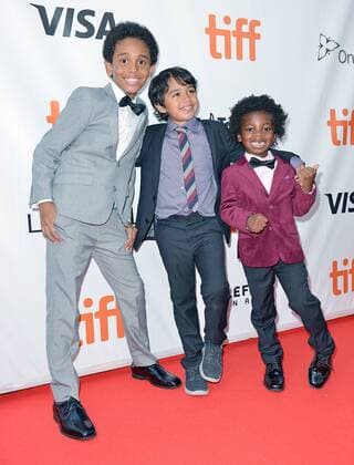 (L-R) Reece Cody, Callan Faris and Aiden Akpan attend the world premiere of Kings at Roy Thomson Hall during the Toronto International Film Festival in Toronto, Canada on September 13, 2017.  TOR2017091319 CHRISTINExCHEW