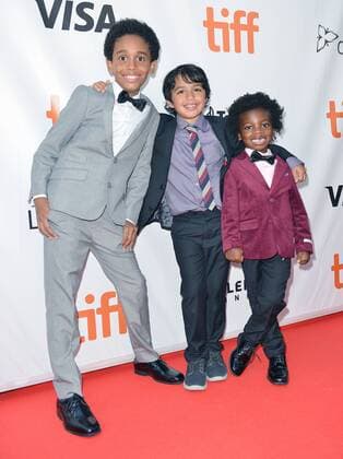 (L-R) Reece Cody, Callan Faris and Aiden Akpan attend the world premiere of Kings at Roy Thomson Hall during the Toronto International Film Festival in Toronto, Canada on September 13, 2017.  TOR2017091321 CHRISTINExCHEW