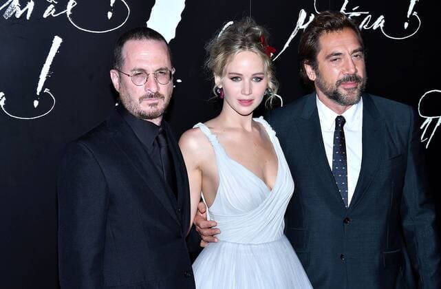Director Darren Aronofsky Jennifer Lawrence and Javier Bardem at the Mother Film Premiere at 13 09 2017 in New York Mother Film premiere in New York 2017