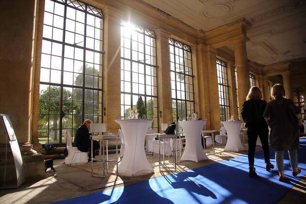 Participants the Media Conference M100 in the Orangerie from Sanssouci in Potsdam 14 September 2017 M100 Sanssouci Colloquium