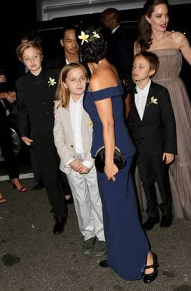 Director Angelina Jolie arriving at a screening of First They Killed My Father at the DGA theatre on September 14, 2017 in New York City. Angelina Jolie;Maddox Jolie-Pitt;Pax Jolie-Pitt;Vivienne Marcheline Jolie Pitt (Angelina Jolie and Brad Pitt s daughter);Knox Leon Jolie Pitt (Angelina Jolie and Brad Pitt s son) New York United States  547255