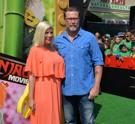 Actors Tori Spelling and Dean McDermott attend the premiere of the animated comedy The Lego Ninjago Movie at the Regency Village Theatre in the Westwood section of Los Angeles on September 16, 2017. Storyline: Six young ninjas are tasked with defending their island home, called Ninjago. By night, they re gifted warriors, using their skills and awesome fleet of vehicles to fight villains and monsters. By day, they re ordinary teens struggling against their greatest enemy: high school.  LAP2017091628 JIMxRUYMEN