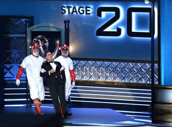 Host Stephen Colbert onstage during the 69th annual Primetime Emmy Awards at Microsoft Theater in Los Angeles on September 17, 2017.  LAP201709170145 JIMxRUYMEN