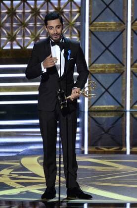 Actor Riz Ahmed accepts the award for Outstanding Lead Actor in a Limited Series or Movie for The Night Of onstage during the 69th annual Primetime Emmy Awards at Microsoft Theater in Los Angeles on September 17, 2017.  LAP201709170261 JIMxRUYMEN
