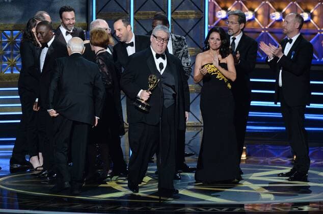 Cast and crew of Veep accept the Outstanding Comedy Series award onstage during the 69th Annual Primetime Emmy Awards at Microsoft Theater at Microsoft Theater in Los Angeles on September 17, 2017.  LAP201709172012 JIMxRUYMEN