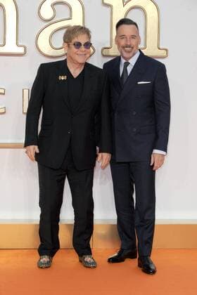 English singer Elton John and Canadian filmmaker David Furnish attend the World premiere of Kingsman: The Golden Circle at Odeon Leicester Square in London. SEPTEMBER 18th 2017  TSTx172141