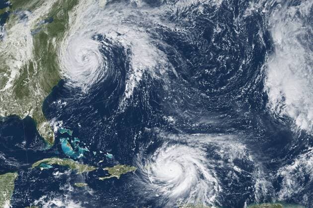 September 19, 2017 - Atlantic Ocean - Less than two weeks after Irma blasted through several Caribbean islands and Florida, another major hurricane is battering the region. Category 5 Hurricane Maria devastated the island of Dominica on the night of September 18 and was headed for landfall on the heavily populated island of Puerto Rico on September 20, 2017. At the same time, a weakening Hurricane Jose approached the New England coast as it transitioned into a nor easter-like extratropical storm. Atlantic Ocean - ZUMAz03_ 20170919_sha_z03_725 Copyright: xNASAxEarthx