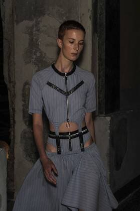Italy: Grinko backstage at MFW S S 2018 A model is seen backstage ahead of the Sergei Grinko show during Milan Fashion Week Spring summer2018  GaetanoxPiazzolla