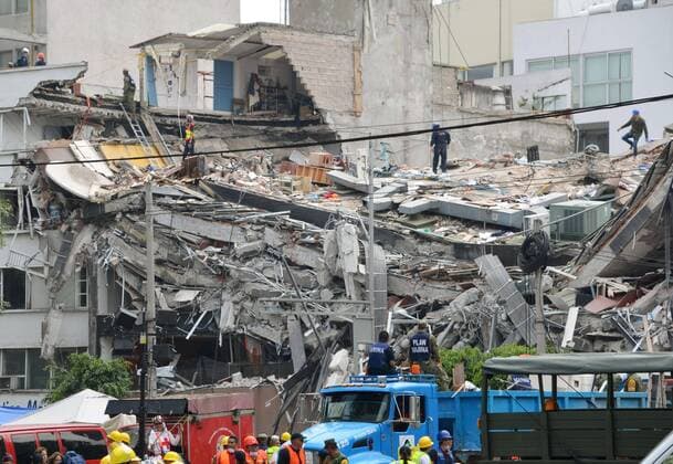Rescue operations in Mexico City under way Rescue operations are under way at a collapsed building in Mexico City on Sept. 20, 2017, after an earthquake with a magnitude of 7.1 hit the capital. Authorities said the death toll has reached 230. 