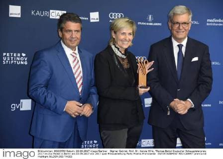 Sigmar Gabriel, Prof. Dr. Karola Wille, Thomas Bellut Deutscher Schauspielerpreis 2017 im Zoo Palast in Berlin am 22.09.2017