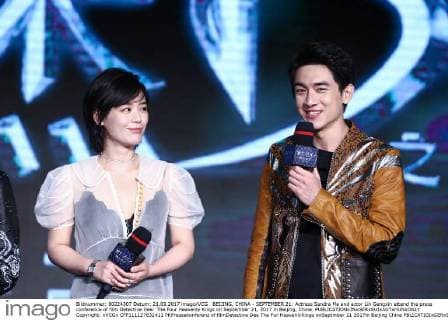 BEIJING, CHINA - SEPTEMBER 21: Actress Sandra Ma and actor Lin Gengxin attend the press conference of film Detective Dee: The Four Heavenly Kings on September 21, 2017 in Beijing, China.  Copyright: xVCGx CFP111127832411