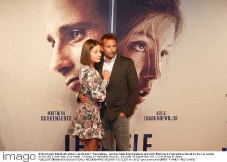 actress Adele Exarchopoulos and actor Matthias Schoenaerts pictured on the red carpet at the official premiere of Le Fidele , directed by Michael R. Roskam, Saturday 23 September 2017, in Kinepolis Brussels.  NICOLASxMAETERLINCK 05171200