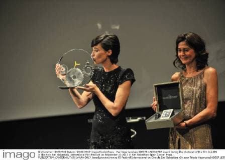 Paz Vega receives JAEGER LECOULTRE award during the photocall of the film ALANIS in the 65th San Sebastian International Film Festival on September 23 2017 in San Sebastian Spain Cordon Press  JosexIgnacioxUnanue 65 Festival Internacional de Cine de San Sebastian