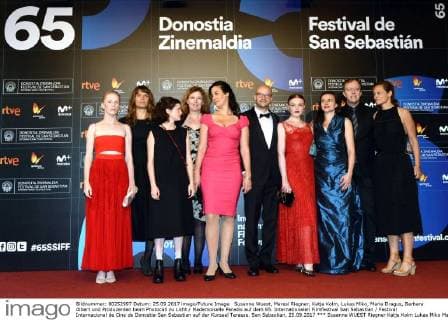 Susanne WUEST Riegner Katja Kolm Lukas Miko Mary Dragus Barbara Albert and Producers the photo call to Light Mademoiselle Paradis on the 65 International Film Festival San Sebastian Festival Nacional de Cine de Donostia San Sebastian on the Kursaal Terrace San Sebastian 25 09 2017 Foto:xC.xNiehausx xFuturexImage